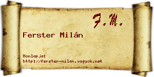 Ferster Milán névjegykártya