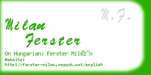 milan ferster business card